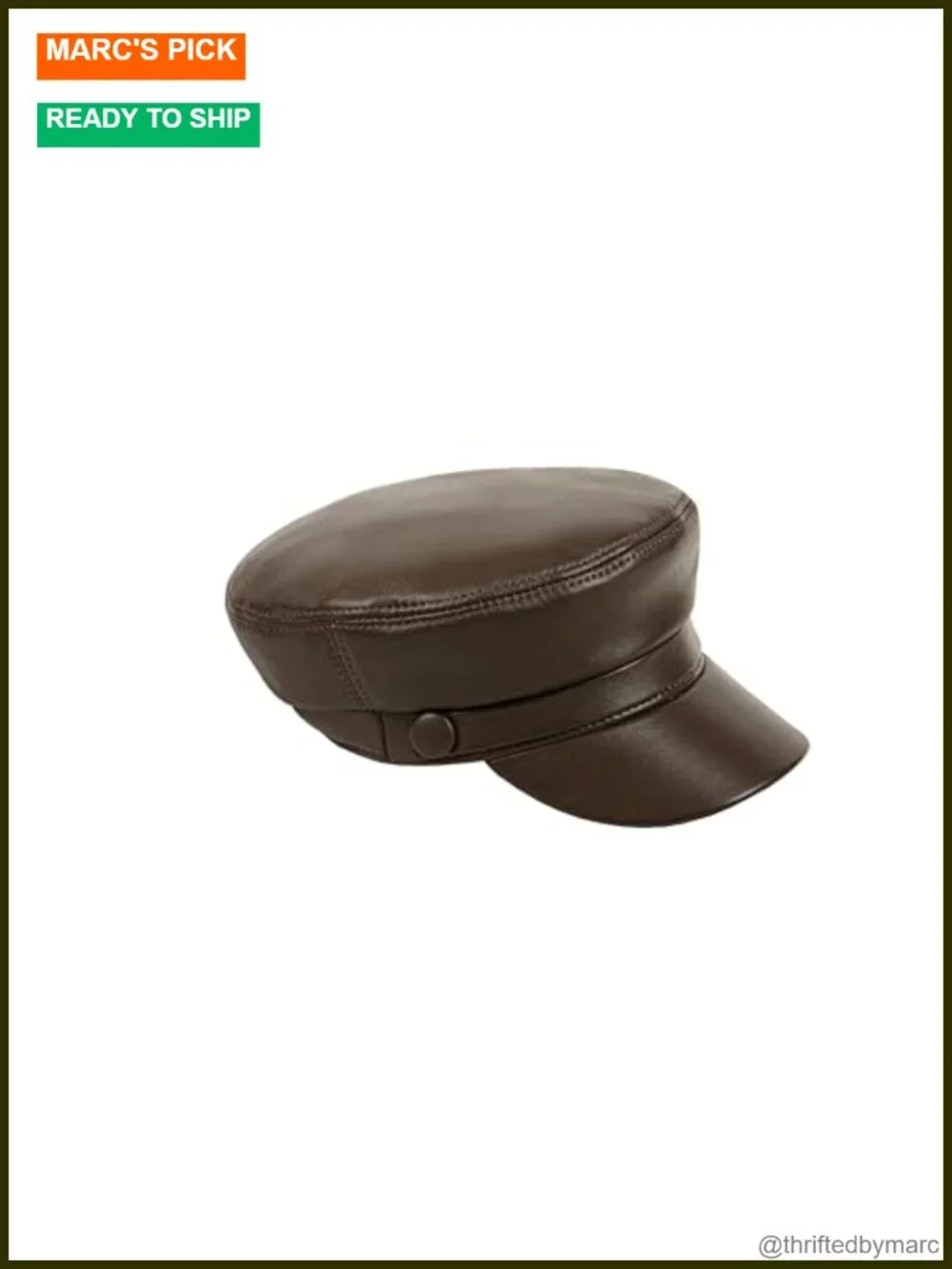 Genuine Leather Newsboy Cap Adjustable One Size Unisex Vintage